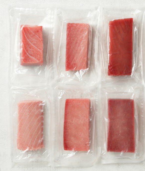 マグロの柵。「冷凍マグロ柵」の解凍方法の説明